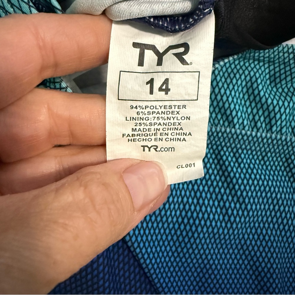 TYR Fishnet V Neck Tankini Women’s Size 14 Teal Navy - Picture 7 of 11